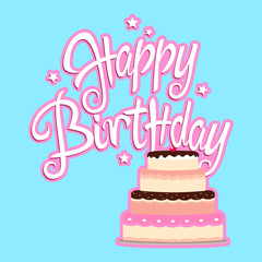 Birthday greeting card with decorative cake