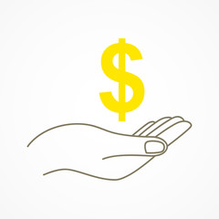 Hand holding a dollar currency symbol