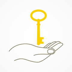 Simple graphic of a hand with key