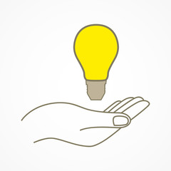 Simple graphic of a hand with light bulb