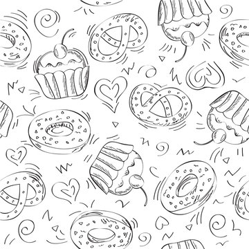 Seamless vector pattern cakes
