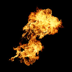 Fire flames collection isolated on black background