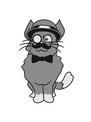 kitten sir mr mustache monocle glasses cylinder beard hat gentlemen seated sweet cute cat