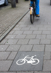 Hinweisschild für Fahrradweg Amsterdam, Holland, Niederlande, Europa