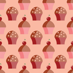 Seamless pattern of cupcakes