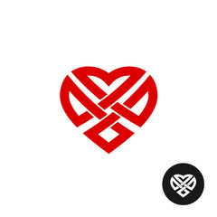 Weaved celtic style heart logo. Knot inside of a heart.