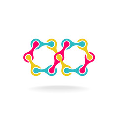 Infinity chain with segments colorful rainbow logo