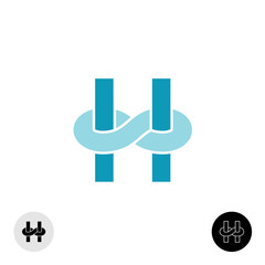 Letter H logo with infinity knot link
