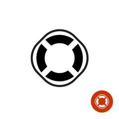 Lifebuoy round black simple silhouette icon symbol.