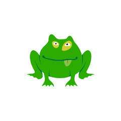 Green toad simple cartoon illustration. Freaky frog logo.