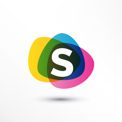 Abstract modern stack colorful logo with easily replaced letter in the middle