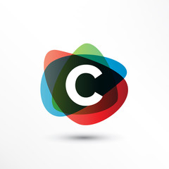 Abstract modern stack colorful logo with easily replaced letter in the middle