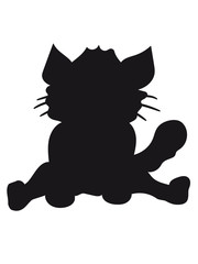 silhouette black outline silhouette sitting sweet cute kitten fluffy fur