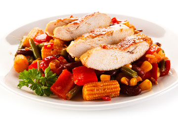 Kebab - grilled meat and vegetables 