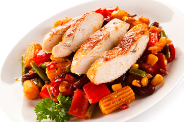 Kebab - grilled meat and vegetables 