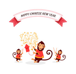 New Year Background with Monkey