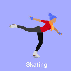 Fototapeta na wymiar People Skating Flat Style Design