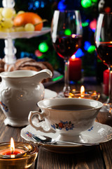 High tea set with dessert