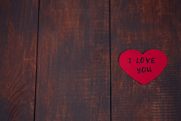 I Love You message on wooden table.Valentine concept