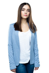 Close up portrait of Happy emotional young woman