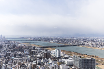 Obraz na płótnie Canvas OSAKA, JAPAN - 09 FEBRUARY 2015 - The city of Osaka, in the Kans