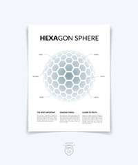 Brochure, flyer with 3D sphere of geometric shapes. Vector illus
