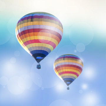 Two hot air balloon on Bokeh Background.