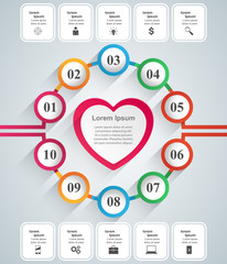 Valentine Day Heart. Abstract 3D digital illustration Infographic.