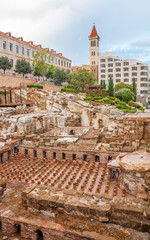Fototapeta premium Beirut / A side of downtown beirut showing a garden and a church.