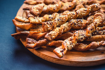 Bread Sticks with seeds close up