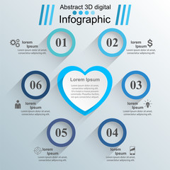 Valentine Day Heart. Abstract 3D digital illustration Infographic.