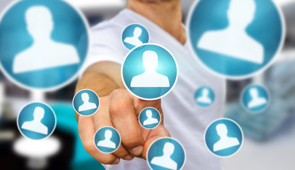 Businessman using modern social network