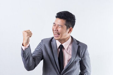 Happy business man success in life.