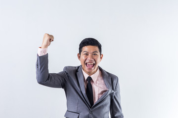 Happy business man success in life.