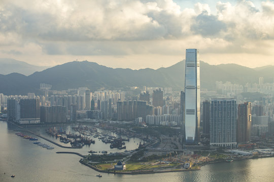 The peak Hong Kong skyline cityscape