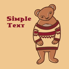 Cartoon bear wearing pullover.