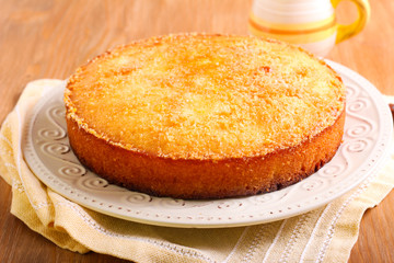 Coconut citrus syrup cake