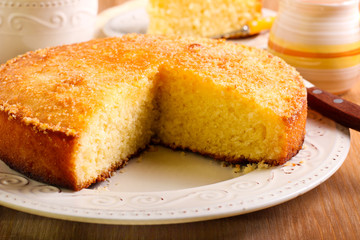 Coconut citrus syrup cake