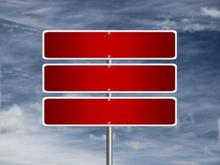 High resolution blank road sign empty highway street red signage.