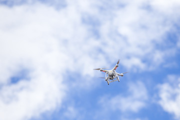 Fototapeta na wymiar Drone camera on blue sky with cloud.