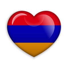 Fototapeta premium Love Armenia. Flag Heart Glossy Button