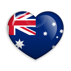  Love Australia.  Flag Heart Glossy Button