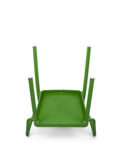 Green Plastic Outdoor Cafe Chair on White Background, Bottom View