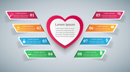 Valentine Day Heart. Abstract 3D digital illustration Infographic.