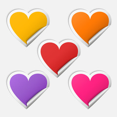 Vector Realistic Sticker heart set with shadow