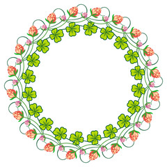 Round color frame with clover