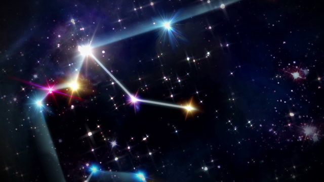 the Aquarius zodiac sign forming from the twinkle stars with space background