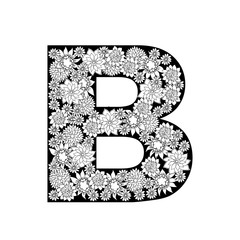 Hand drawn floral alphabet design. Letter B