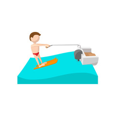 Water skiing cartoon icon