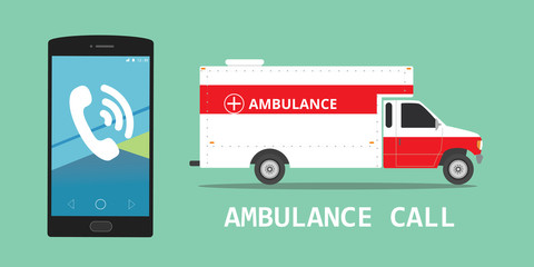 ambulance emergency call vehicle illustration vector concept